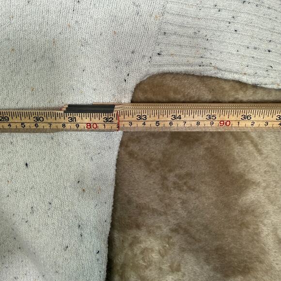 LOFT Oversized Cowl Neck Sweater | White Speckled Lagenlook Cozy Boxy Knit | L - Picture 8 of 10